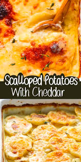 Scalloped Potatoes With Cheddar In 2020 Scalloped Potato Recipes Potato Side Dishes Scalloped Potatoes Easy