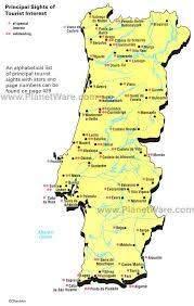 Portugal map and satellite image. Map Of Principal Sights Of Tourist Interest In Portugal Planetware