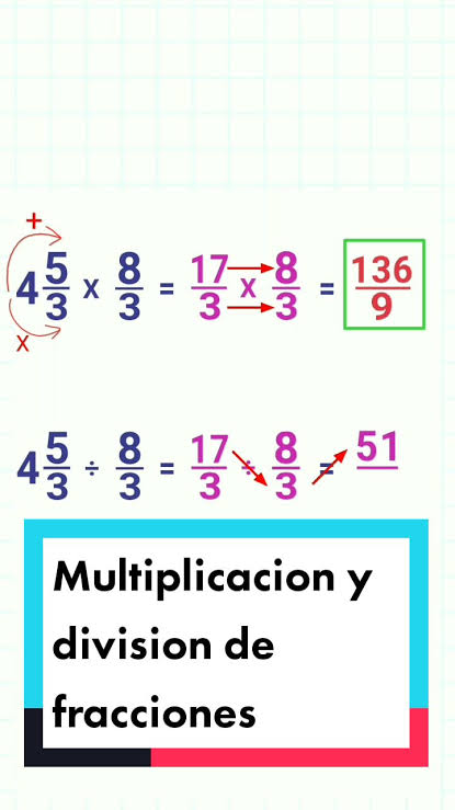 Multiplicacion y division de fracciones #algebra #aritmética #fraciones