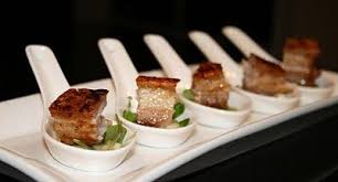 Spiced Confit Pork Belly With Apple Pear Vanilla Amuse Bouche Pork Belly Canapes Recipes Food