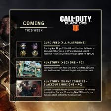 Getting into the zombies match on the nuketown map only takes a few moments. Treyarch Coming This Week In Black Ops 4 Quad Feed 2xp 2x Tier Boost 2x Nebulium Plasma And 2x Merits Nuketown Xbox One Pc Zombies Invade Nuketown Island Xbox One Pc Facebook
