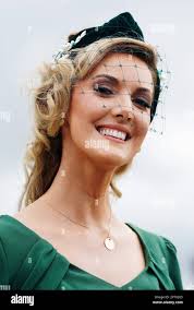 Helen Spring, from Naas, arrives for day four of the Punchestown Festival  at Punchestown Racecourse in County Kildare, Ireland. Picture date: Friday  April 28, 2023 Stock Photo
