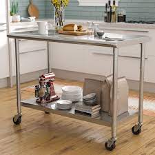 Wood and stainless steel are optional to create much better space of kitchen with an improvement in design and function. Rebrilliant 48 Stainless Steel Prep Table And Locking Wheels Reviews Wayfair Ca