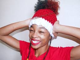 Ms. Claus Ponytail Crochet Beanie| Santa Hat for Women| Handmade Messy Bun  Santa Hat