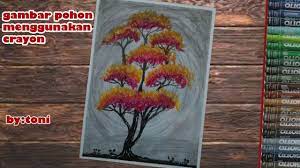 Cara Menggambar Pohon Mudah Tapi Keren Menggunakan Crayon Menggambar Pohon Cara Menggambar Gambar