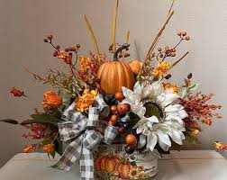 Fall Lantern Swag With Pumpkins Thanksgiving Centerpiece Free Shipping In 2020 Sunflower Floral Arrangements Fall Flower Arrangements Fall Lantern Decor