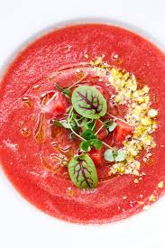 Tomato Watermelon Gazpacho With Pistachios And Basil Oil Love And Olive Oil Recipe Gazpacho Recipe Watermelon Gazpacho Recipe Summer Soup