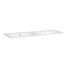 Plan vasque a poser : Saniclass Furiosa Plan Vasque 140cm Finestone 2 Vasques Sans Trous De Robinet Blanc Brillant 2715 Sawiday Fr
