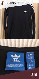 Black And White Adidas T Shirt Women S Long Sleeve Adidas T Shirt Ladies Size Small Adidas Tops White Adidas Adidas