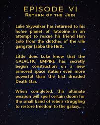 Episode 6 - Return of the Jedi/star Wars Movies/each Episode Opening Crawl  Text/boys Nursery/star Wars Nursery or Man Cave- 5x7, 8x10 - Etsy