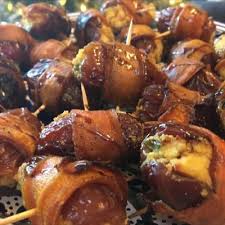 Festive Vegan Stuffed Medjool Dates With Carrot Bacon That Vegan Nephew Recipe Bacon Wrapped Dates Bacon Wrapped Vegan Appetizers