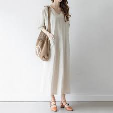 Summer Casual Office Ladies Japan Style Plus Size Women Long Dresses Straight Plain Elegant Korean Female Fas Women Long Dresses Style Maxi Dress Japan Fashion