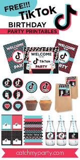 Download These Fun Free Tiktok Party Printables Catch My Party In 2020 Free Birthday Stuff Free Birthday Printables Birthday Party Printables