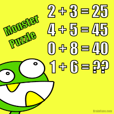 Dumbbell + dumbbell + dumbbell = 18. Brain Teaser Number And Math Puzzle Green Monster Maths Puzzle Solve This Monster Maths Puzzle The Results Are Maths Puzzles Monster Math Brain Teasers