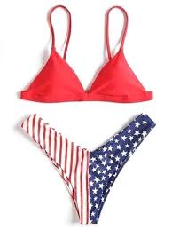 American Theme Swimsuit Cami Top With Striped Red White Blue Bikini Bottom Blue Bikini Bottoms Bikinis Blue Bikini