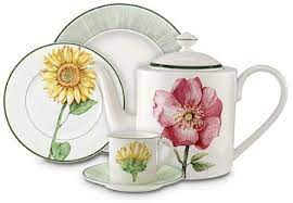 Square v&b plate huizen 1940. Discontinued Villeroy Boch Flora Dinnerware