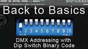 1 pan msb 2 pan lsb 3 tilt msb 4 tilt lsb 5 speed movement 6 reserved 7 dimmer 8 shutter 9 colour 10 colour mode 11 gobo 12. Understanding Dmx Addressing With Dip Switch Binary Code