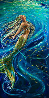 Swimming To The Surface By Linda Olsen Mermaid Art Mermaid Painting Mermaid Dreams