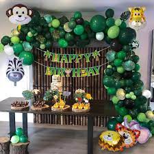 A safari theme table setting. Jungle Safari Theme Party Supplies 176 Pcs Jungle Balloon Kit Kids Boys Birthday Baby Shower Decor Balloons For Parties Ins Balloons Decorations Buy Online In Paraguay At Desertcart Com Py Productid 153767317