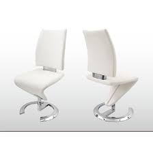 Nesta Z Shaped Modern Diningchair Is Finished In White Faux Leather And Comes With A Circular Ba Dining Chairs Uk Leather Dining Chairs Modern Dining Chairs