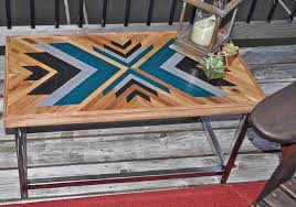 Pin By Stephanie Garpestad On Geometric Tribal Art Wood And Metal Table Wood And Metal Wood