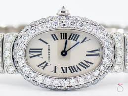 Cartier santos demoiselle ladies small steel watch w25064z5. Cartier Baignoire 18k Wg Factory Diamond Case Bracelet Ladies Watch Solitaire Jewelers