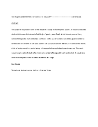Upload stories, poems, character descriptions & more. Pdf Paper 4 Ted Hughes And The Theme Of Violence In His Poetry Pdf Tribeni Mandal Academia Edu