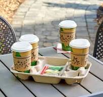 Custom Paper Cup Holder Tray Coffee Paper Cup Carrier Biodegradable Pulp  Fiber 2