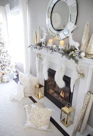 Elegant Gold And White Christmas Living Room Decor Ideas Christmas Decorations Living Room Christmas Fireplace Decor White Christmas Decor