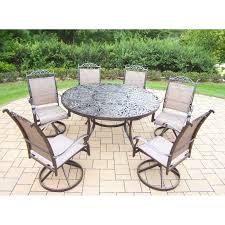 Aluminum 7 Piece Outdoor Patio Dining Set With 6 Swivel Rockers On Sale Overstock 12775834