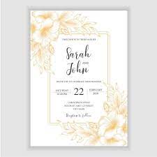 與金黃熱帶木槿花花束的花卉葡萄酒婚禮邀請卡片模板 vintage wedding invitation cards vintage wedding invitations wedding invitation card template