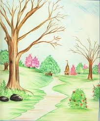 Beautiful Pencil Drawings Of Nature You Have To Try Advices Pencil Arts Of Natural Sceneries Drawing Scenery Colorful Landscape Pencil Drawings Of Nature