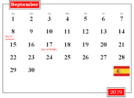 September 2019 Spain Holidays Calendar Holiday Calendar Holiday Calendar Printable Federal Holiday Calendar