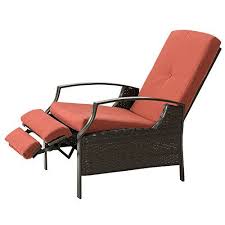 Marble Field Patio Wicker Adjustable Recliner Chair Relaxing Lounge Chair With Thick Spunpoly Cushion Water Resistant Red Outdoor Recliner Outdoor Furniture Covers Lounge Chair Cushions