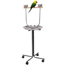 51 Bird Parrot Play Stand Perch With Pan Feeding Cups Parrot Play Stand Pet Bird Wooden Perch