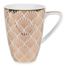 Mug En Porcelaine Blanche Doree Art Deco Vendu Par 2 Porcelain Mugs Mugs Stylish Tableware
