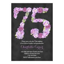 75th Birthday Ideas For Grandma Lavender Chalkboard 75th Birthday Party Invitation Zazzle Com 75th Birthday Parties 75th Birthday Invitations Floral Invitation