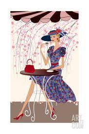 3 bequest 1970 to nga. Elegant Woman Drinking Coffee At A Cafe Art Print Milovelen Art Com In 2021 Cafe Art Tea Art Fashion Art Illustration