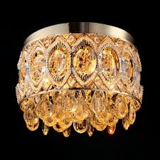 Gold Ceiling Lighting 4 Lights Vintage Style Clear Crystal Flush Mount Light For Living Room 12 High X 12 In Diameter Takeluckhome Com