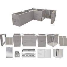 This kit is the fastest and easiest way to assemble an outdoor kitchen frame. Blaze 13 Piece Bbq Grill L Shaped Island Package With 32 Premium Lte Propane Gas Grill Grillnetics Outdoor Kitchen Frame Kits Blz Gnl2 Lp On Bbqguys Com Accuweather Shop