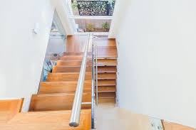 This simple deck railing design overlooking the water features horizontal metal pipes connecting pressure treated 4×4 posts capped with a wood handrail. Modern House Stair Loft Simple Glass Wood Stairs China Modern House Stair U Shape Staircase Design Made In China Com