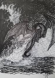 Scorched By Laura Jaen Dragon Drawing Original Art Ink Sketch Dragon Fire By Laurajaenart On Etsy Dragon Drag Epic Drawings Ink Sketch Dragon Drawing
