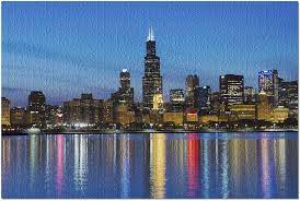 This twilight panorama of downtown chicago was taken by james blakeway. Amazon Com City Of Chicago Skyline And Night Lights Photography A 90305 Premium 1000 Piece Jigsaw Puzzle For Adults 20x27 Made In Usa Toys Games