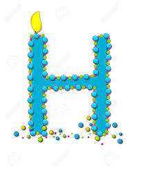 With bold metallic colors and simple design these balloons make a great . The Letter H In The Alphabet Set Birthday Cake Candle Is Aqua And Outlined In Fun Colored Sprinkles Flame Burns From Top Of Letter More Sprinkles Surround Base Of Letter Stock Photo