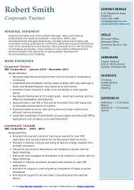 corporate trainer resume samples