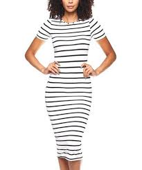 Take A Look At This White Black Stripe Midi Bodycon Dress Today Bodycon Dress Midi Dress Bodycon Black White Bodycon Dress