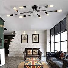 Ruxue Black Industrial Modern Semi Flush Ceiling Light 8 Lighs Pendant Lights Fi Semi Flush Ceiling Lights Industrial Ceiling Lights Flush Mount Ceiling Lights