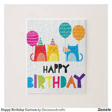 Fun fireworks + rainbow pattern 90 birthday # jigsaw puzzle. Happy Birthday Cartoon Jigsaw Puzzle Zazzle Com Birthday Cartoon Cartoon Puzzle Sports Themed Birthday Party