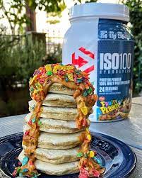Fruity Pebbles Protein Pancakes Protein Shake Recipes Fruity Pebbles Recipes With Fruity Pebbles