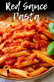 This Rich Delicious Red Sauce Pasta Is A Classic A Homemade Tomato Sauce That Takes Under 30 Minut Red Sauce Pasta Red Sauce Pasta Recipe Spicy Snacks Recipes